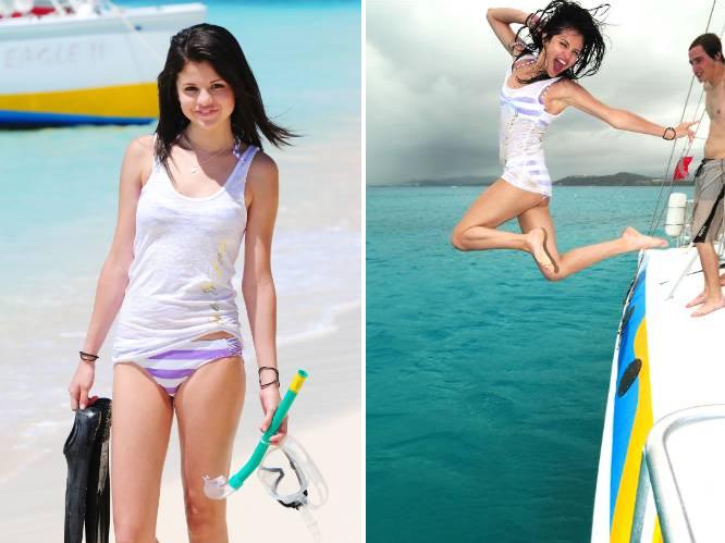 Selena Gomez looking bikini white tank top stunning during photo shoot while