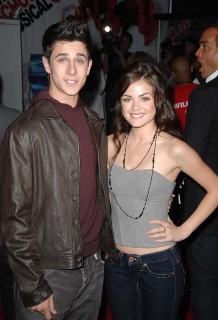 David Henrie and Lucy Hale posing together at the High School Musical 3 