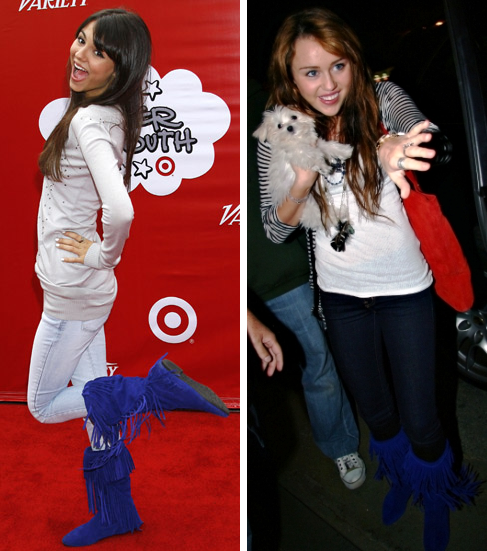 Victoria Justice VERSUS Miley Cyrus BLUE BOOTS